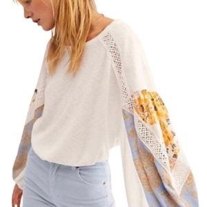 NWT Free People Casual Clash Top Ivory Combo Size Large